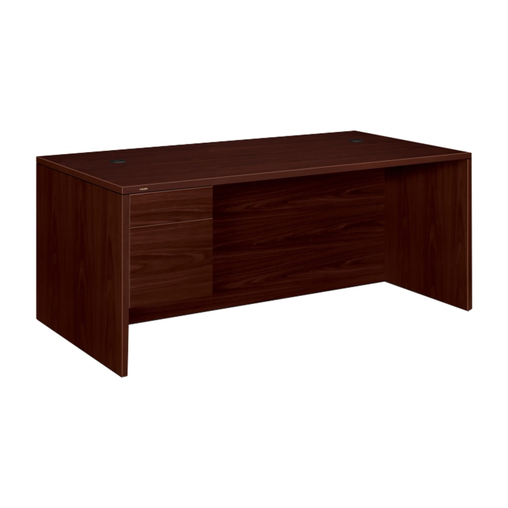 HON 10500 72inW Single-Pedestal Computer Desk With Pedestal On Left/Right Return, Mahogany MPN:10586LNN