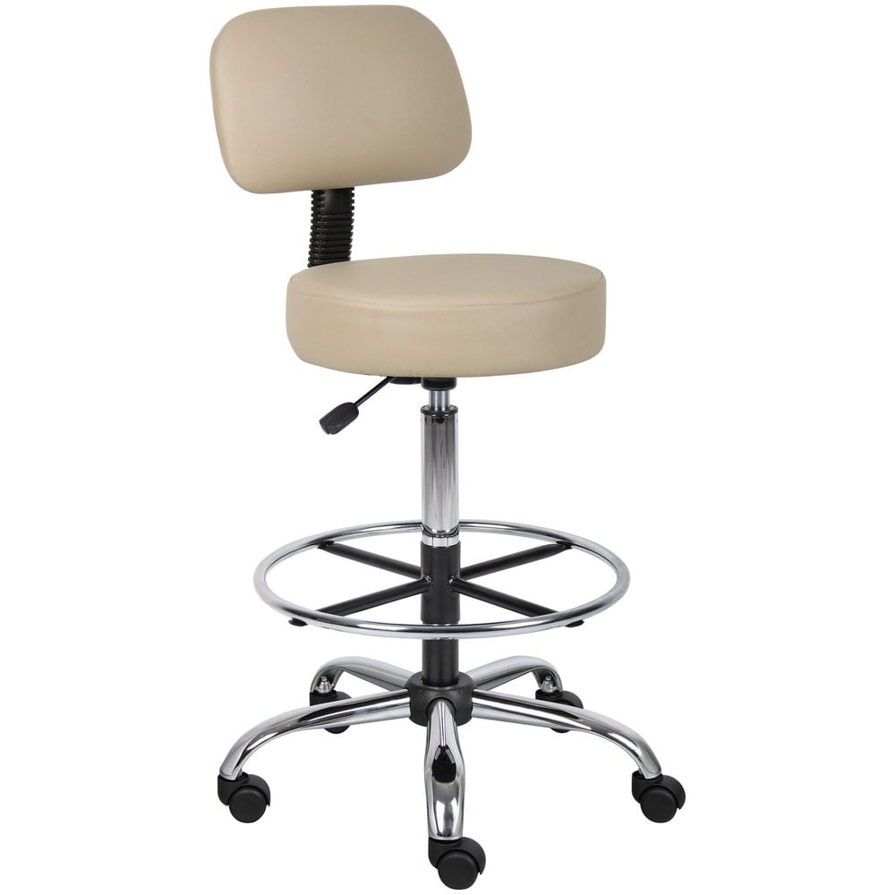 Adjustable Drafting Stool with Back and Removable Foot Rest: 28 to 34