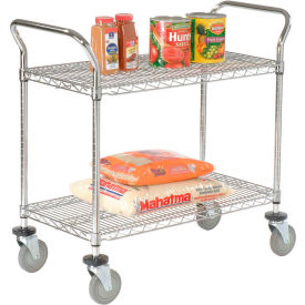 Nexel® Chrome Utility Cart w/2 Shelves & Poly Brake Casters 1200 lb. Cap 42