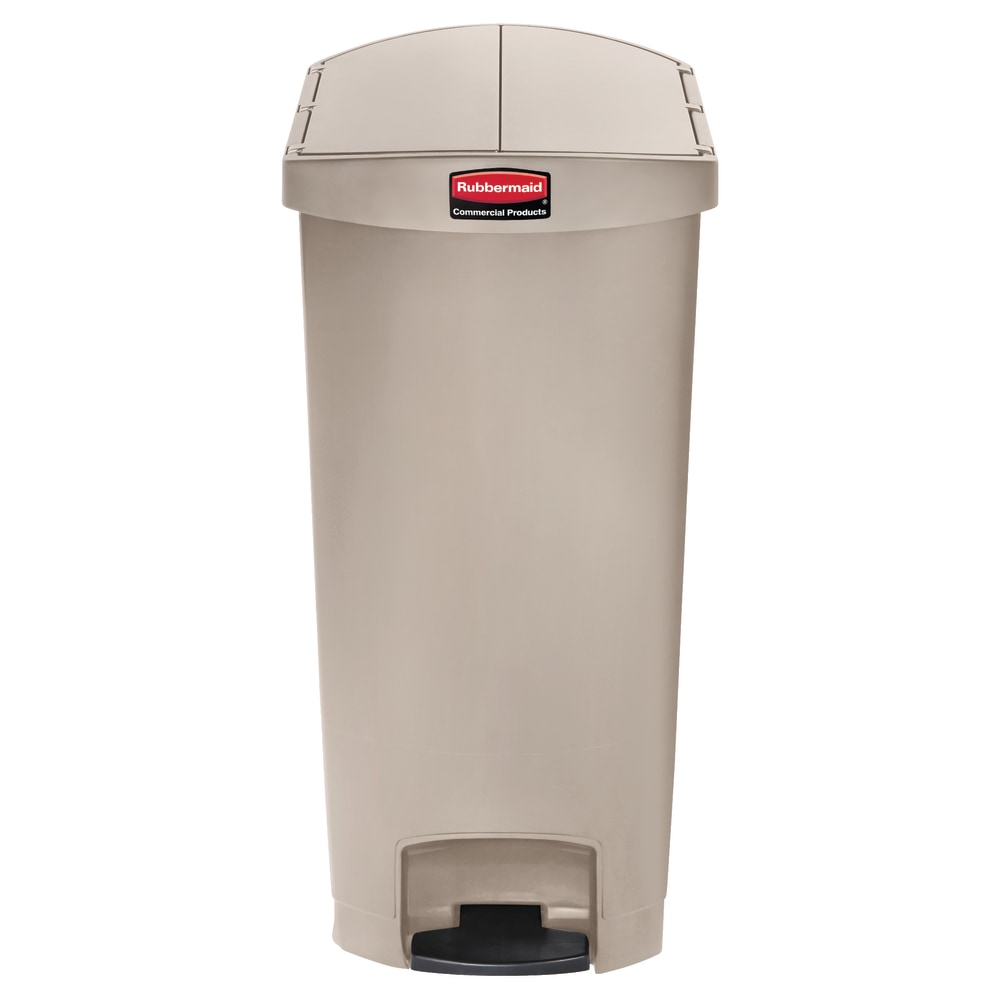 Rubbermaid Slim Jim Step-On Resin End Step Wastebasket, 18 Gallons, Beige MPN:1883551