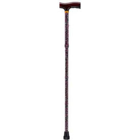 Lightweight Adjustable Folding Cane with T Handle Black Floral 10304BF-1