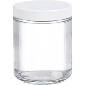 Wheaton® 8 oz Glass Jars Straight Side Clear Poly Vinyl Liner Case of 12 W216905