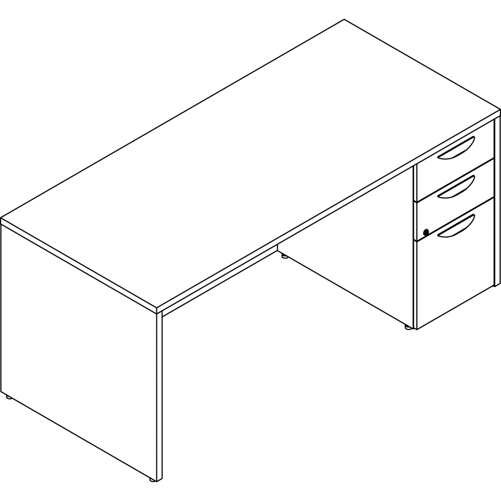 Lorell Prominence 2.0 66inW Right-Pedestal Computer Desk, 95% Recycled, Gray Elm MPN:PD3066RSPGE