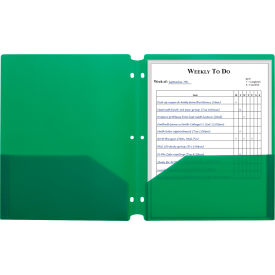 C-Line® Two-Pocket Poly Portfolio Folder with 3-Hole Punch Green 25/Set 33933-BX