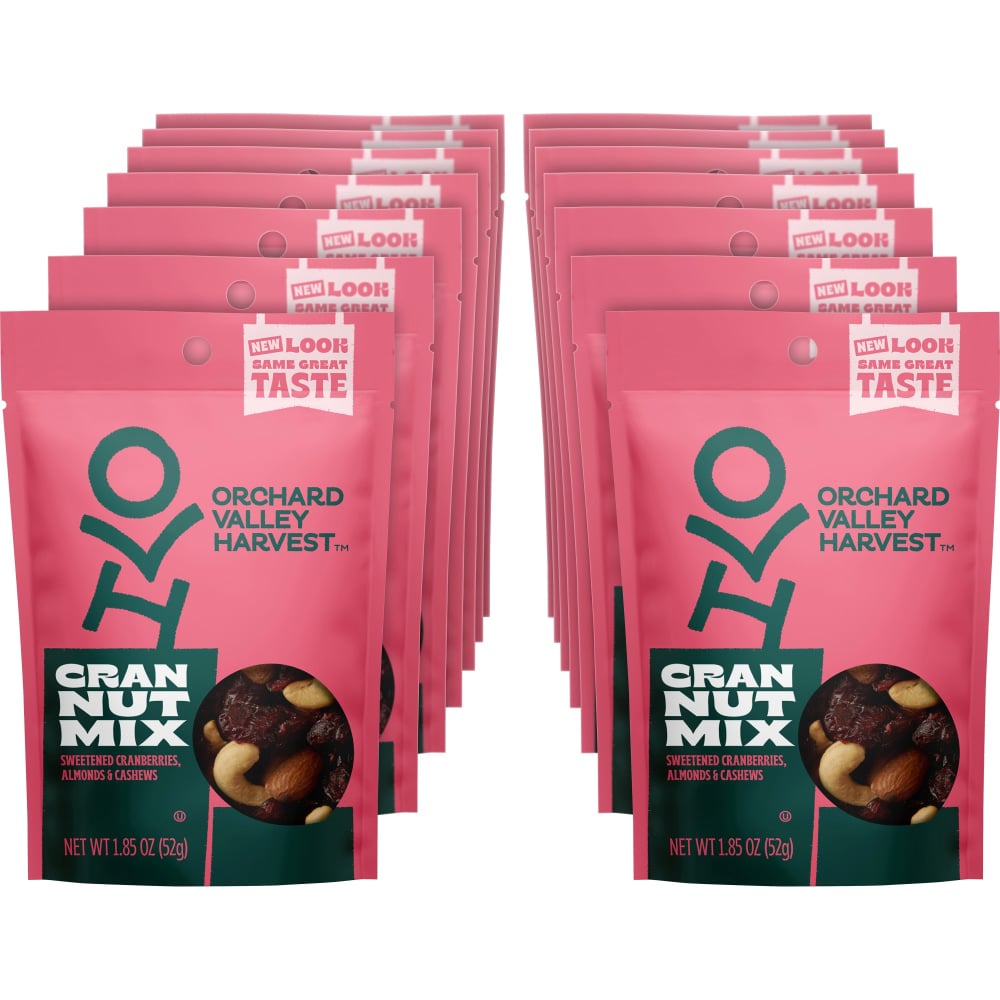 Orchard Valley Harvest Cran Nut Mix - Gluten-free, No Artificial Color, No Artificial Flavor, Preservative-free, Resealable Bag - Crunch, Dried Cranberries, Almond, Cashew, Sweet & Salty, Fruit - 1 Serving Bag - 1.85 oz - 14 / Carton (Min Order Qty 3) MPN