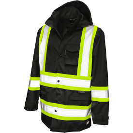 Tough Duck Ripstop Safety Rain Jacket CSA Class 1 Level 2 S Black S37211-BLACK-S