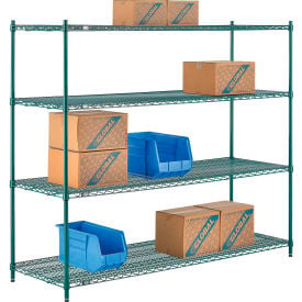 Nexel® 4 Shelf Poly-Green® Wire Shelving Unit Starter 72