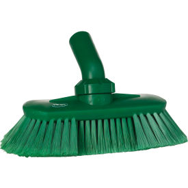 Vikan 70672 Waterfed Washing Brush w/ Angle Adjustment- Soft/Split Green 70672