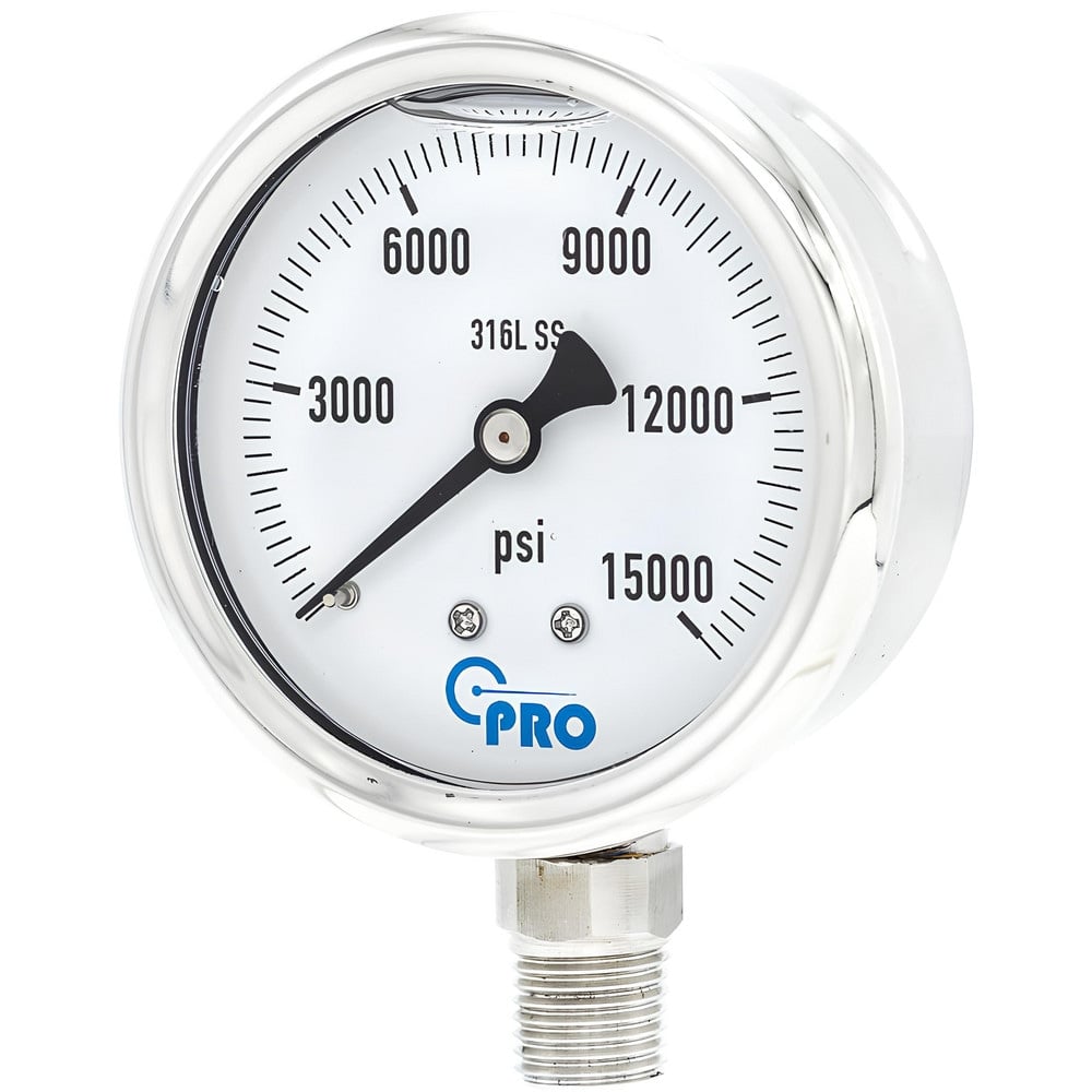 Pressure Gauges, Gauge Type: Pressure Single Scale , Scale Type: Single , Accuracy (%): 3-2-3% , Dial Type: Analog , Thread Type: NPT  MPN:PRO-301L-254V-1