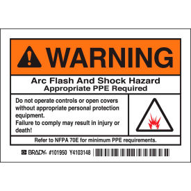 Brady® 1011950 Arc Flash Labels Warning Arc Flash And Shock Hazzard 3-1/2