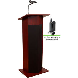 Oklahoma Sound Power Plus Podium / Lectern with Wireless Tieclip / Lavalier Mic Mahogany 111PLS-MY/LWM-6