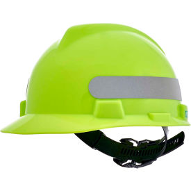 MSA V-Gard® Slotted Cap With 1-Touch Suspension Hi-Viz Yellow Green With Silver Stripe 10102196