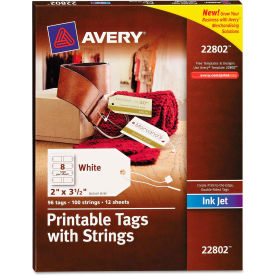 Avery® Blank Printer-Compatible Tags With Strings 2 x 3 1/2 White 96/Pack 22802