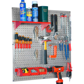 Wall Control Pegboard Utility Tool Storage Kit Galvanized Red 32