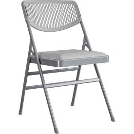 Bridgeport™ Ultra Comfort Commercial Fabric and Resin Mesh Folding Chair - Gray Pack of 4 C865BP60GRY4E