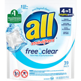 Mighty Pacs Free and Clear Super Concentrated Laundry Detergent 39 Pacs/Pack 6 Packs/Case 73978