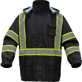 GSS Safety Premium Two Tone Hooded Rain Coat-Black-2/3XL 6007-2XL/3XL