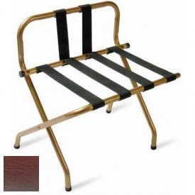 Luxury High Back Walnut Luggage Rack w/ Back Strap Black Straps 1 Pack 1055B-WA-BL-1