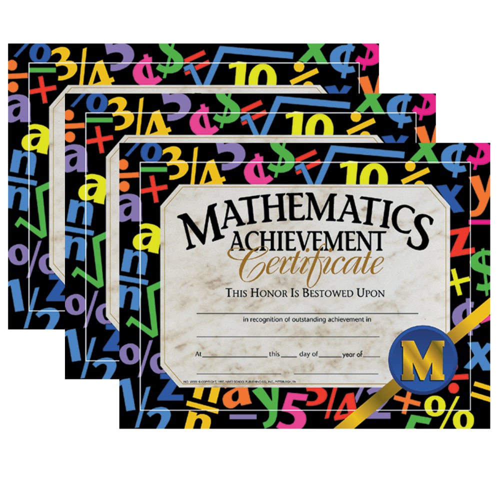 Hayes Certificates, 8-1/2in x 11in, Mathematics Achievement, 30 Certificates Per Pack, Set Of 3 Packs (Min Order Qty 3) MPN:H-VA581-3