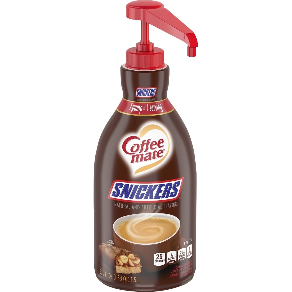 Coffee mate Snickers Flavored Liquid Creamer Pump Bottle - Snicker Flavor - 50.72 fl oz (1.50 L) - 1EachBottle (Min Order Qty 3) MPN:NES97955