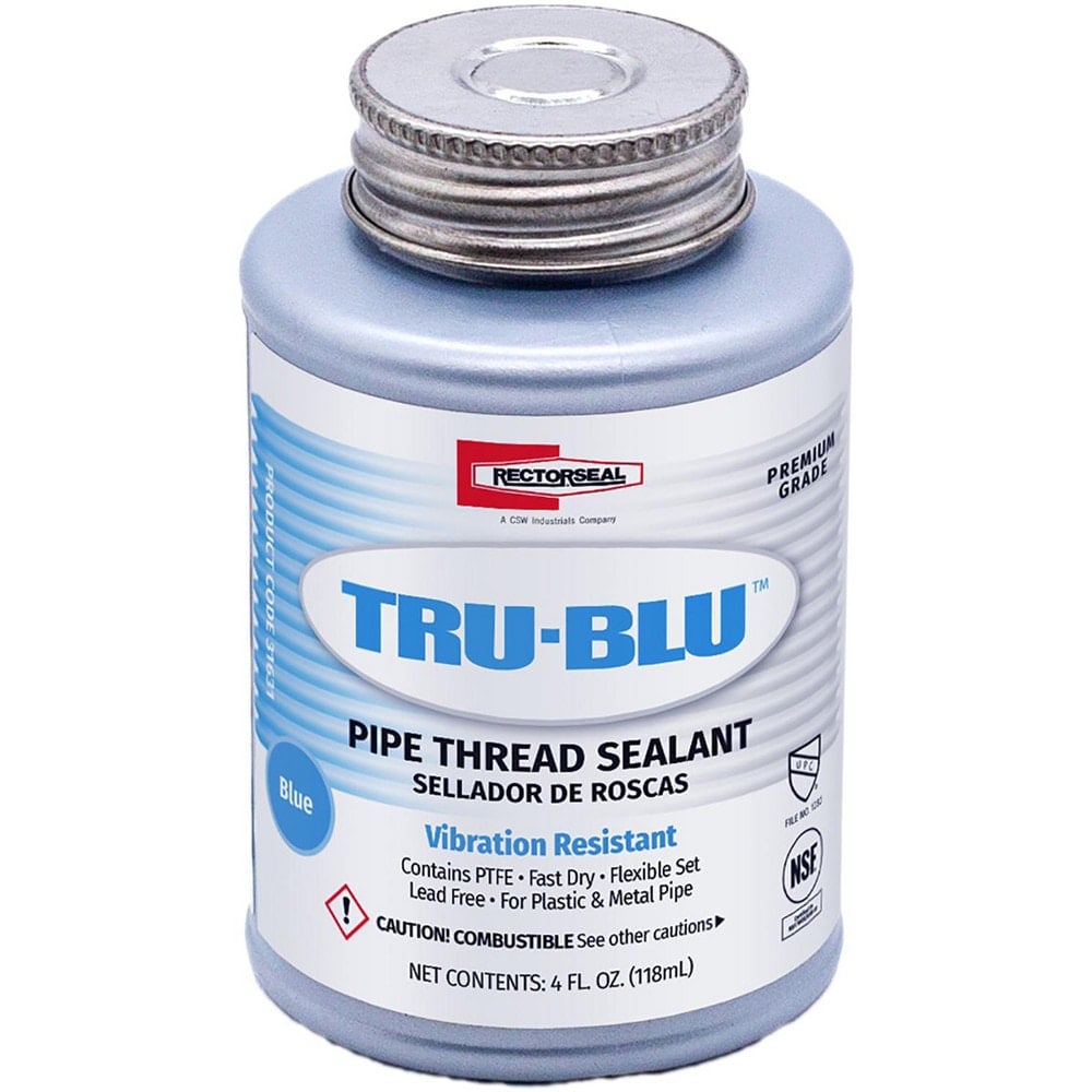 Threaded Pipe Sealants, Form: Paste , Series: Rectorseal Tru-Blu , Container Size: 4 oz , Container Type: Brush Top , Color: Blue  MPN:31631