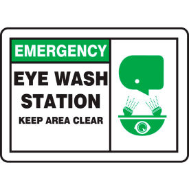 Accuform MFSD928VS Emergency Sign Eye Wash Station Keep Area Clear 10