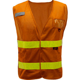 GSS Safety Incident Command Vest- Brown w/ Lime Prismatic Tape-One size Fits All 4112