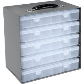 Durham Steel Compartment Box Rack 13-1/2 x 9-1/8 x 13-1/4 with 5 of 24-Compartment Plastic Boxes 512493