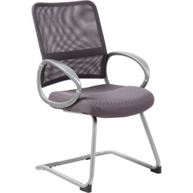 Boss Mesh Back Guest Chair with Arms - Fabric - Mid Back - Charcoal B6419-CG