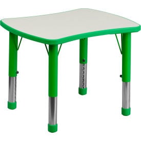 Flash Furniture Rectangle Plastic Height Adjustable Activity Table - Green with Gray Top YCY-098-RECT-TBL-GREEN-GGYU-