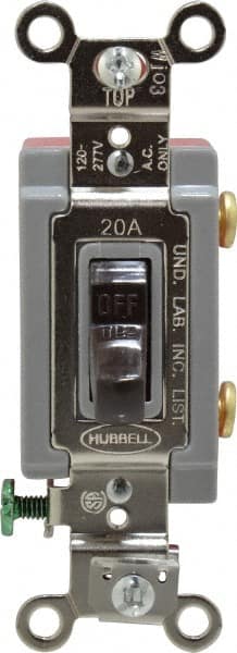 1 Pole, 120 to 277 VAC, 20 Amp, Industrial Grade Toggle Wall Switch MPN:HBL1221