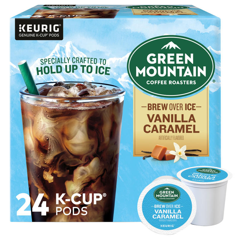 Green Mountain Coffee Single-Serve K-Cup Pods, Medium Roast, Brew Over Ice Vanilla Caramel, Carton Of 24 (Min Order Qty 3) MPN:5000359623