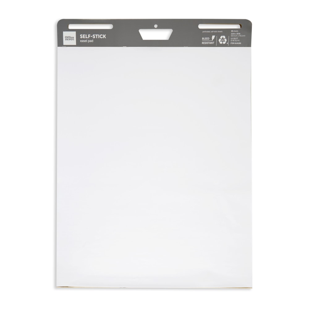 Office Depot Brand Self-Stick Easel Pad, 25in x 30in, 30 Sheets, 80% Recycled, White (Min Order Qty 3) MPN:21509