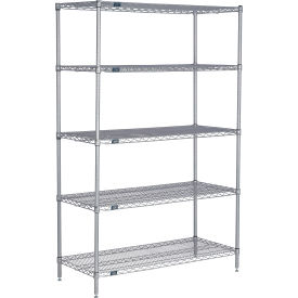 Nexel® 5 Shelf Nexelate® Silver Epoxy Wire Shelving Unit Starter 30