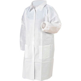 KeyGuard® Lab Coat 3 Pockets Elastic Wrists Snap Front Single Collar White XL 30/Case LC3-WE-KG-XL