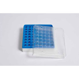 United Scientific Microcentrifuge Tube Storage Box For 1.5 ml Tubes Polycarbonate 64 Places Blue 63214