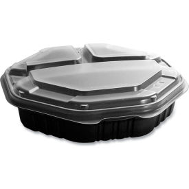 SOLO® OctaView Hinged-Lid Hot Food Container 38 oz. Capacity Black/Clear 100/Carton 809014-PP94