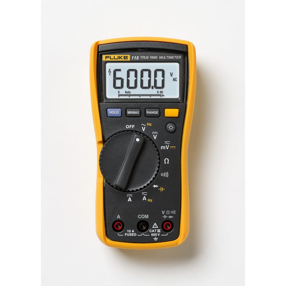 Multimeters, Maximum DC Voltage: 600 , Maximum AC Voltage: 600 , Maximum AC Current (A): 10 , Temp Measurement Range (C): -10 - 50 , Batteries Included: Yes  MPN:FLUKE-115 CAL