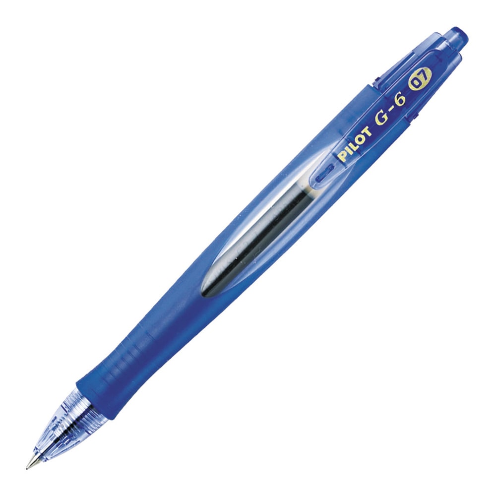 Pilot G-6 Retractable Gel Ink Rollerball Pen, 0.7 mm, Fine Point, Blue Barrel, Blue Ink (Min Order Qty 36) MPN:31402EA