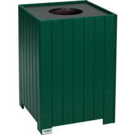GoVets™ Recycled Plastic Square Trash Can With Liner 32 Gallon Green 322GN641