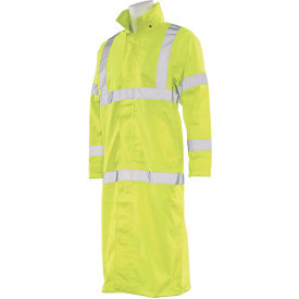 ERB® S163 ANSI Class 3 Long Raincoat 3XL Hi-Viz Lime WEL62032HL3X