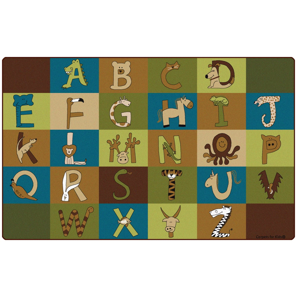 Carpets for Kids Premium Collection A to Z Animals Nature Colors Activity Rug, 7ft6in x 12ft, Brown MPN:55762