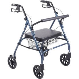 Heavy Duty Bariatric Rollator Walker with Large Padded Seat Blue 10215BL-1