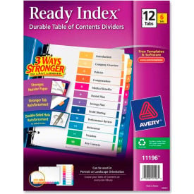 Avery Ready Index T.O.C. Reference Divider 1 to 12 8.5