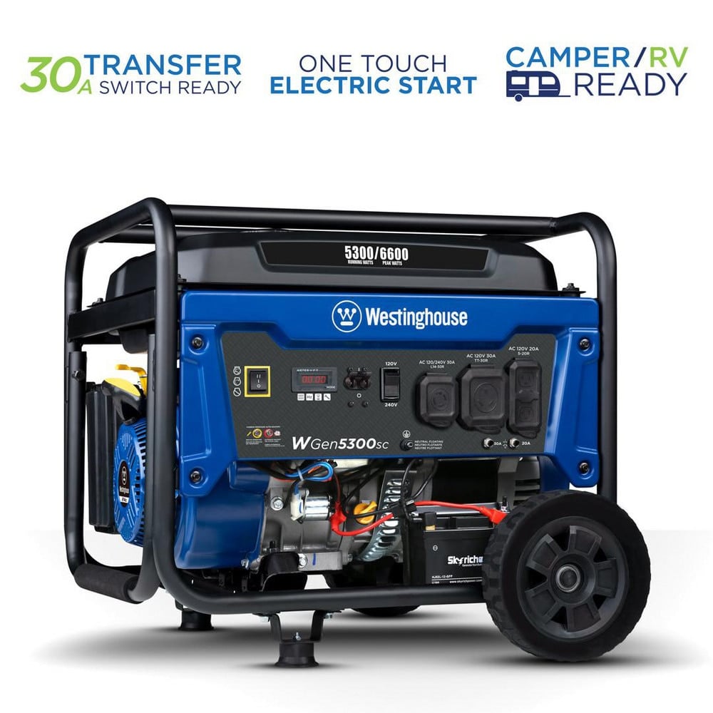 Portable Power Generators, Fuel Type: Gasoline , Starting Method: Electric Start, Recoil , Running Watts: 5.3kW , Wattage (kW): 6.6 , Starting Watts: 6600W  MPN:WGEN5300SC