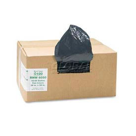 Black Recycled Can Liners - 55 to 60 Gallon 1.25 Mil 100/Case WBIRNW6050