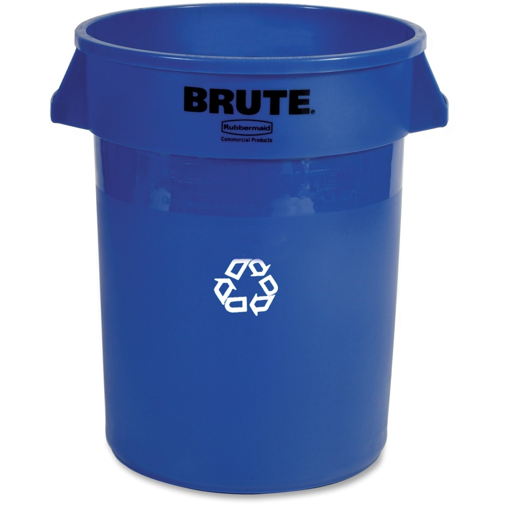 Rubbermaid Commercial Brute Vented Recycling Container - 32 gal Capacity - Round - 27.3in Height x 22in Width x 22in Depth - Plastic, Stainless Steel - Blue - 6 / Carton MPN:263273CT