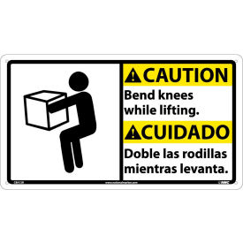 Bilingual Plastic Sign - Caution Bend Knees While Lifting CBA12R