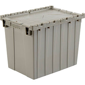 GoVets™ Plastic Attached Lid Shipping & Storage Container 21-7/8x15-1/4x17-1/4 Gray 811257