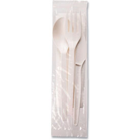 WNA EcoSense Renewable Mediumweight Wrapped Cutlery Kit Knife/Fork/Spoon/Napkin White 250/Carton EPS005